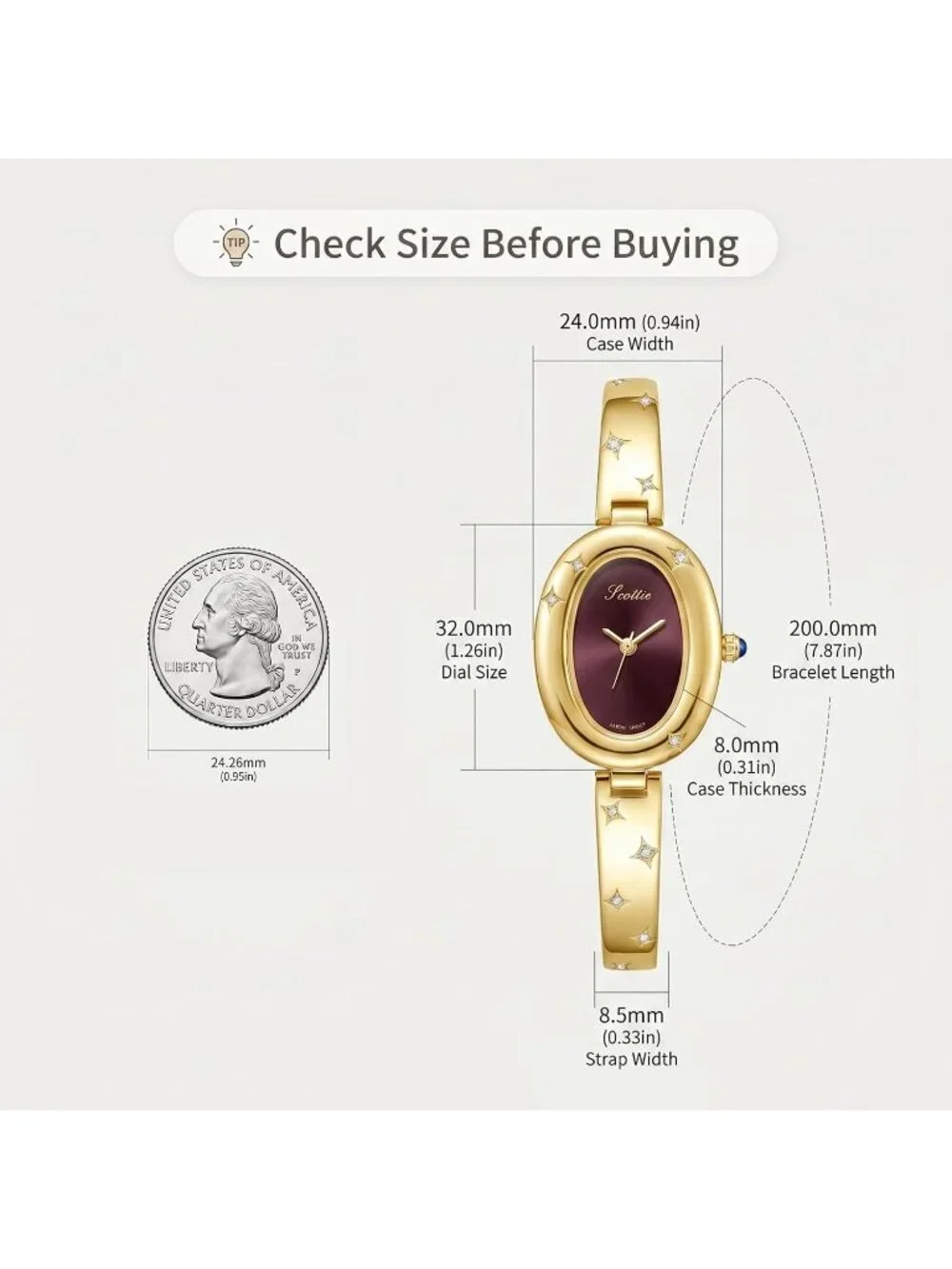 Women's Yellow Quartz Oval Crystal Waterproof Fashion Luxury Ladies Wrist Watch